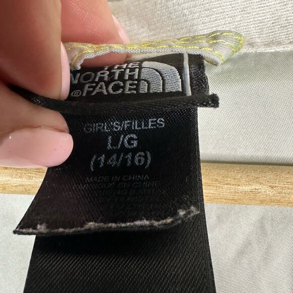 The North Face Girls 14/16 Large Hyvent Hooded Rain Jacket Yellow Plaid Check - Picture 12 of 13